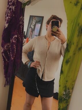 LL Bean 100% cotton cardigan with mother of pearl button detail